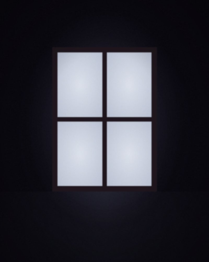 Window with light shining through into a dark room
